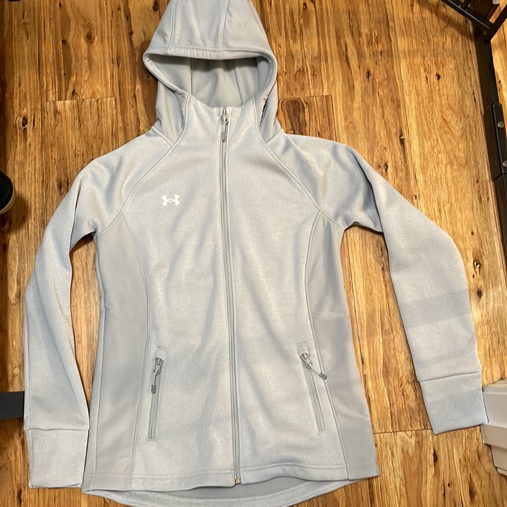 Under Armour Light Gray Hooded Full-Zip Jacket